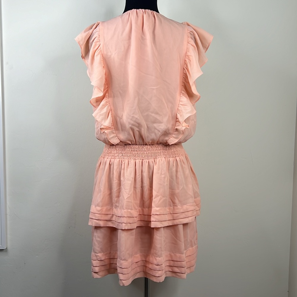 EMMIE ROSE Blush Pink Ruffle Tiered Mini Dress S - Picture 7 of 10
